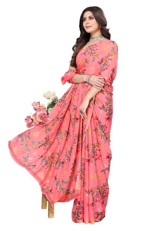 Fancy Georgette Printed Saree With blouse